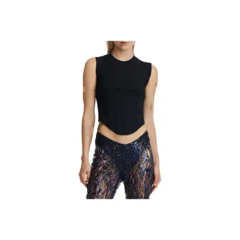 DION LEE Fine Ribbed Corset Sleeveless Tank Top