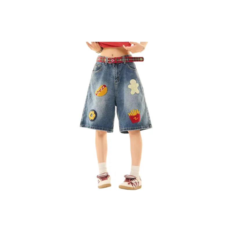TESTUNG Classic Denim Shorts Unisex Dark Blue Tone-31