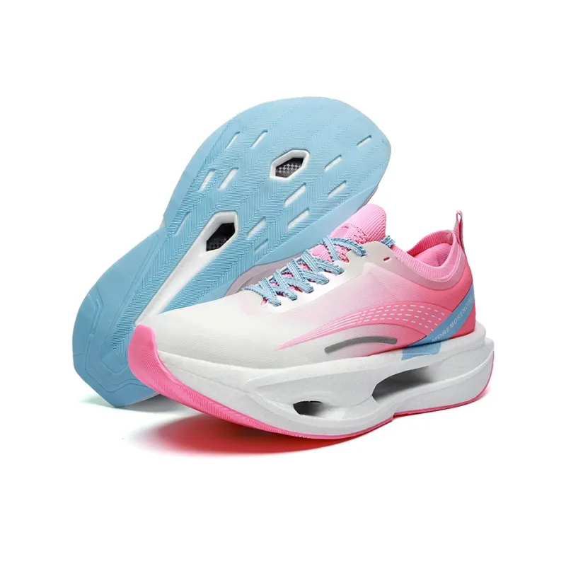 MOREMORENOISE Low Top Running Shoes Men's Pink Blue Mismatched Color-5
