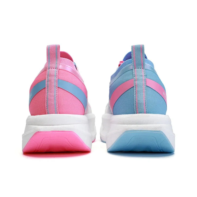 MOREMORENOISE Low Top Running Shoes Men's Pink Blue Mismatched Color-3