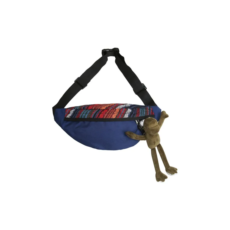 GOBLIN SHARKS 1759 Knitted Fabric Patched With Oxford Sling Bag Regular Unisex Black/Blue/Green-6