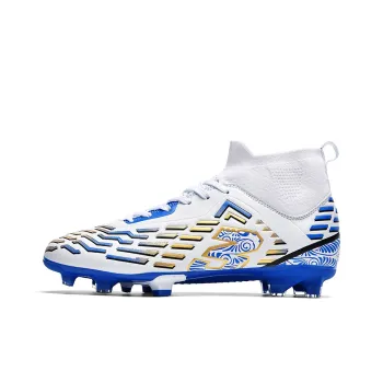 QIUTEXIONG Soccer Shoes Unisex High Top White Blue/White Red/Aqua