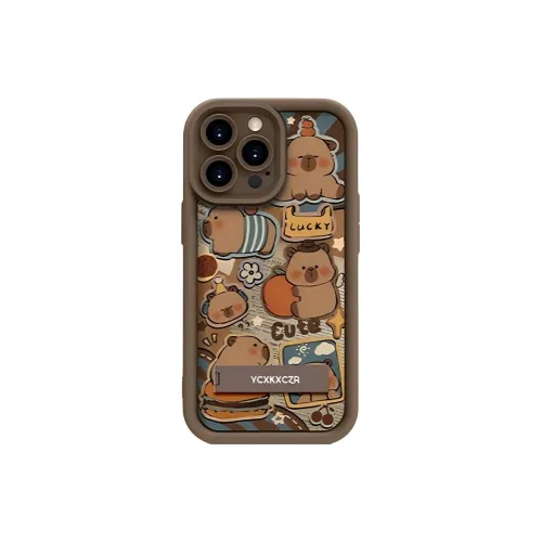 Sopi Leather Material Lambskin Capybara Phone Cases Compatible With IPhone 16/15 Pro Max/Apple 13/14 Pro/Max