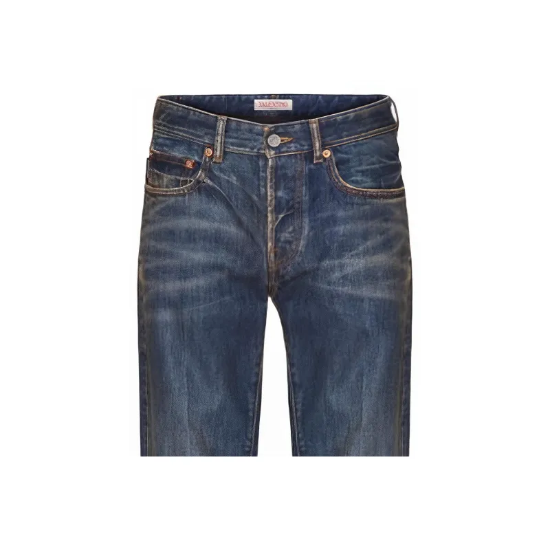 Valentino Logo Patch Mid Rise Jeans-5