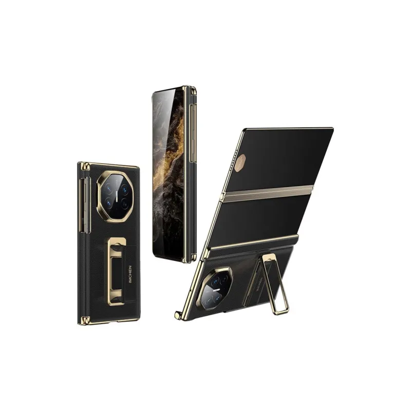 IMCHEN Genuine Leather Material Rotating Wristband Stand Phone Cases Compatible With Huawei Mate X Master Edition-3