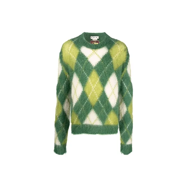 MARNI Mohair Argyle Cardigan-0