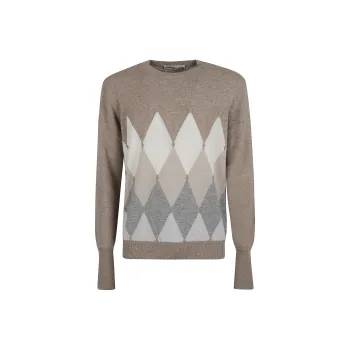 BALLANTYNE Argyle knit V neck Cashmere Jumper