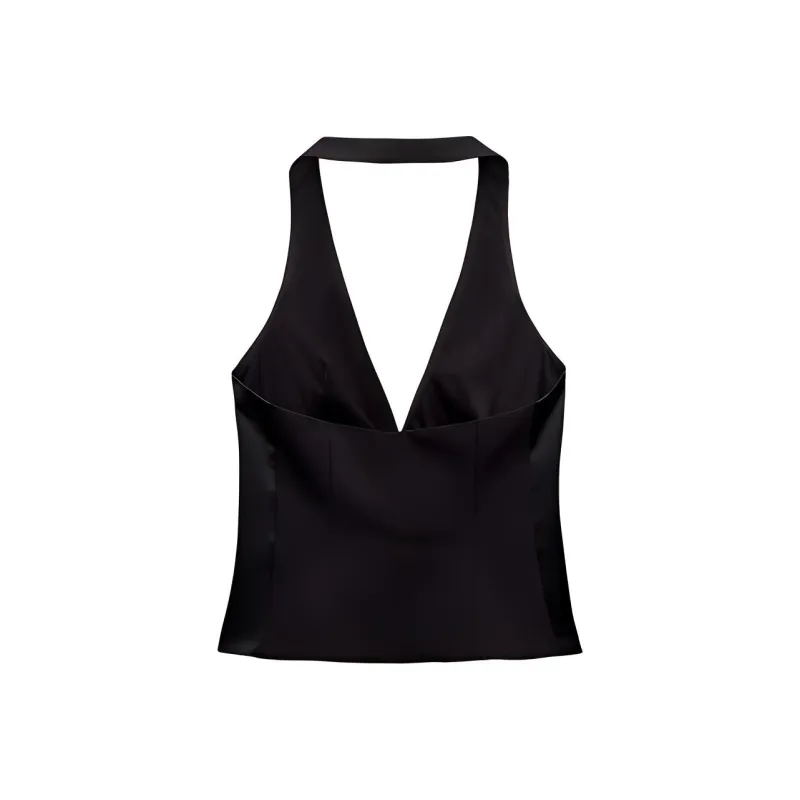 ZARA Crop Tops Women's Black-1