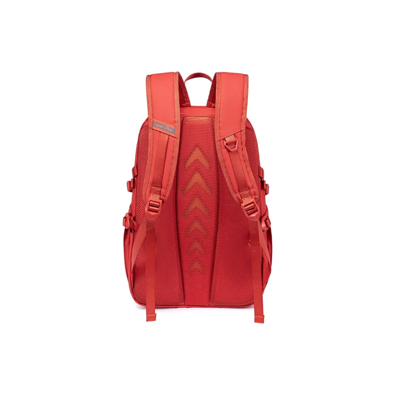Super Five Polyester Backpack Men's Black/Gray/Orange Red/Ecru-10