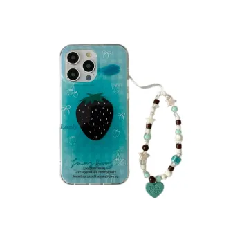Koman TPU Material Double Sided IMD Black Strawberry Phone Cases Compatible With Apple IPhone 12/13/14/15/16/Pro/Mac