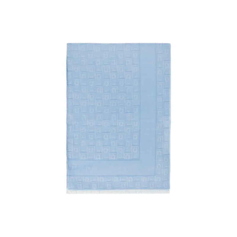 FERRAGAMO Wool Knit Scarves Unisex Blue-1