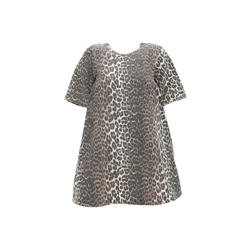 GANNI Leopard Printed Open Back Mini Dress-1