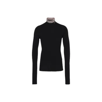 PRADA Logo Intarsia Jacquard High Neck Sweater