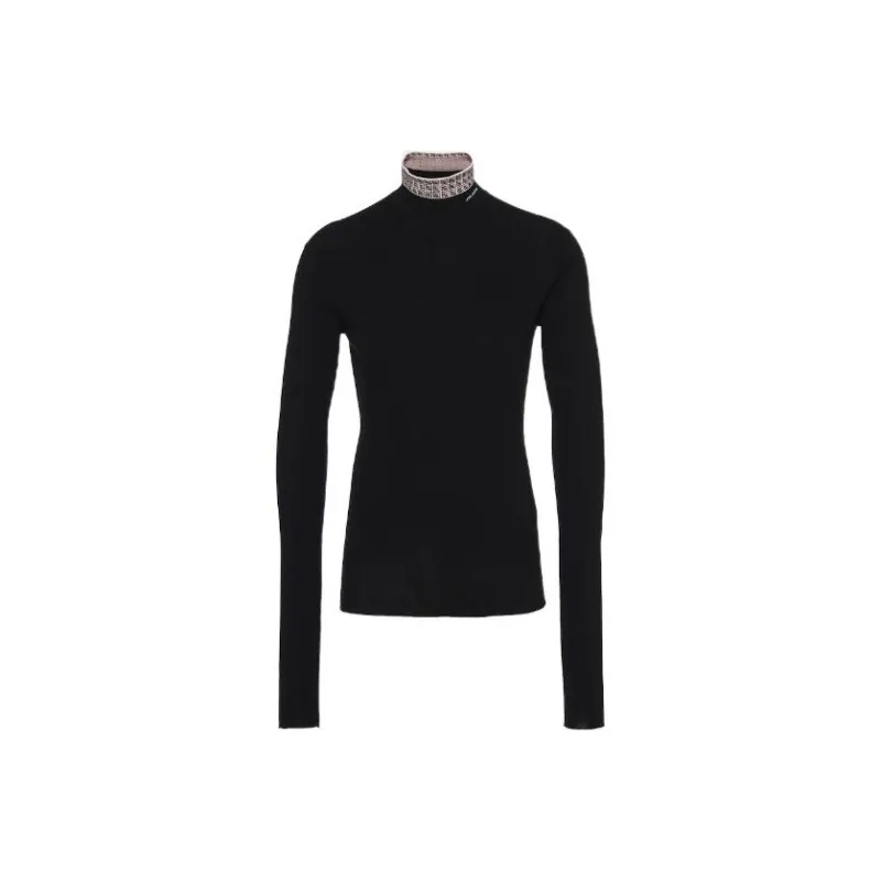 PRADA Logo Intarsia Jacquard High Neck Sweater-0