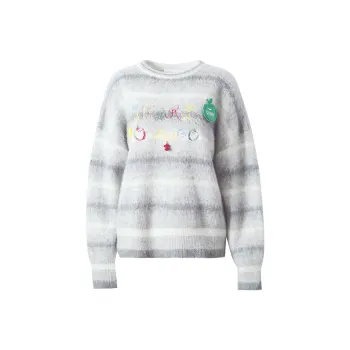 Valeria Obbaco Sweater Unisex Gray White Stripes