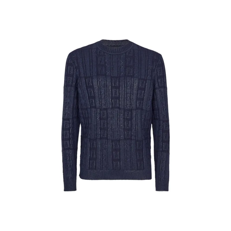 FENDI Logo Detailed Crewneck Knitted Jumper-0