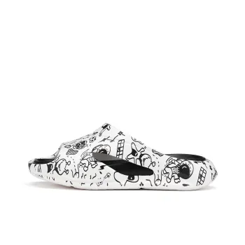 Hotwind Graffiti Slip Resistant Slide Slippers Men's White Black