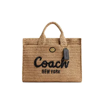 COACH Cargo Paper Tote Bag, Shopping Bag, Shoulder Bag, Handbag Large Size Women's Brass With Natural Multicolor