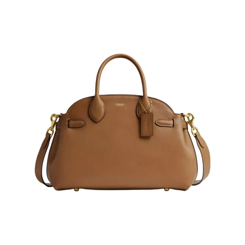 COACH Empire Carryall Textured Leather One Shoulder Handbag Large Size Women's Brass & Honey Brown-0