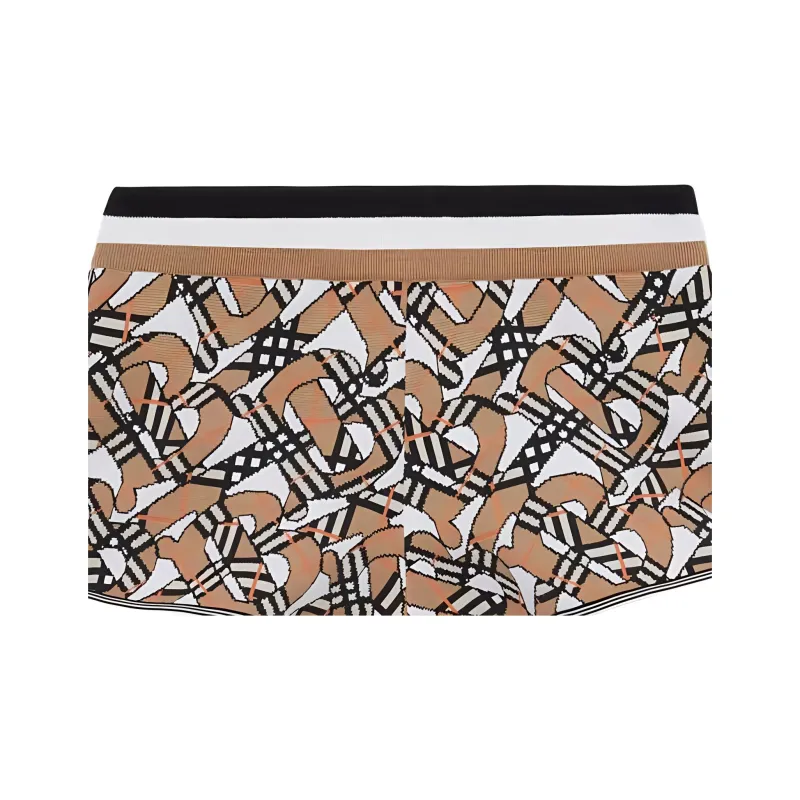 Burberry Monogram Casual Wool Blend Shorts Beige/White-4