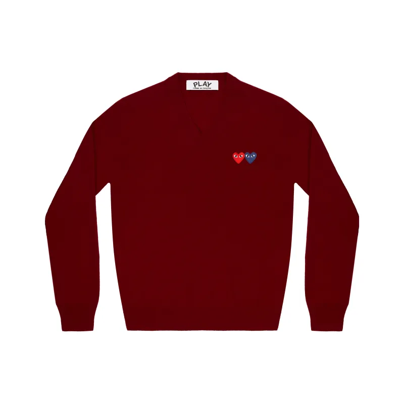 CDG Play Sweaters Men Burgundy-0