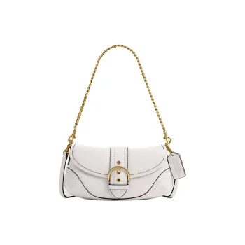 COACH Soho Leather Handbag, Shoulder Bag Medium Size Women's White