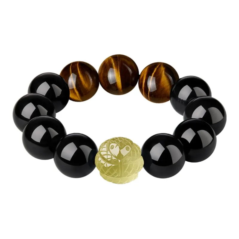 Moonstone Edge Natural Obsidian Bracelets Men's-11