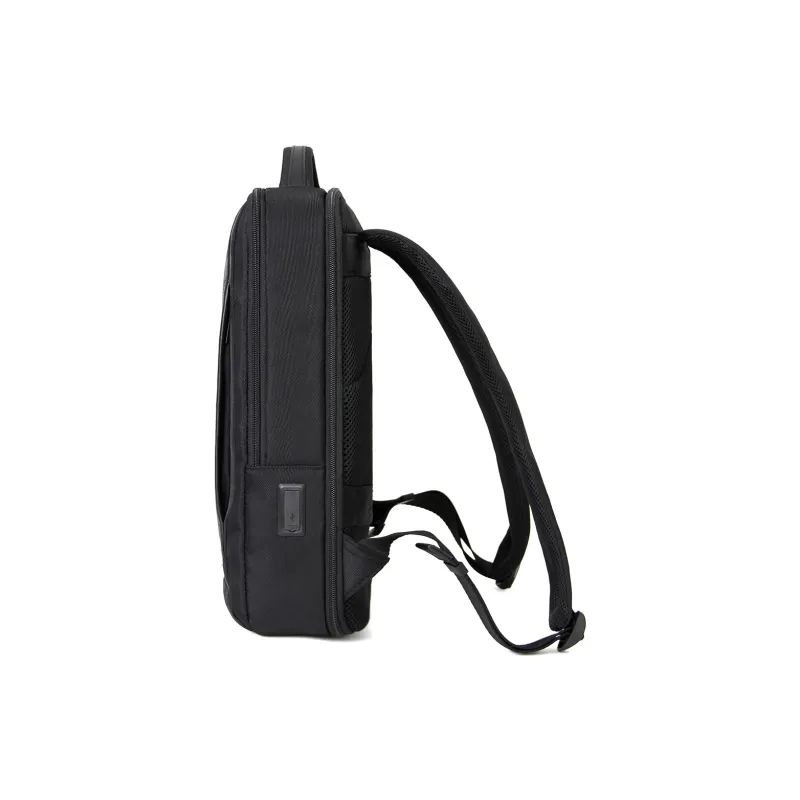 NAVIGARE Fabric With Top Grain Cow Leather Backpack Regular Men's Black-2