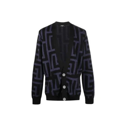 balmain koszulka Monogram print V neck Cardigan