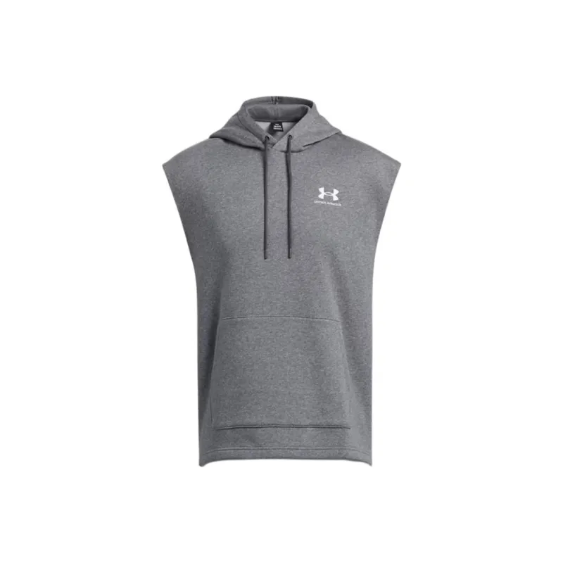 Under Armour Icon Fleece Sleeveless Hoodie Sweatshirt Men's Paint Gray-0