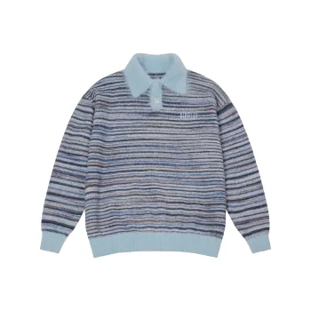 BIPOLAR POLO Sweater Unisex Colorful Striped Blue