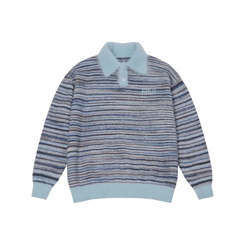 BIPOLAR POLO Sweater Unisex Colorful Striped Blue-5