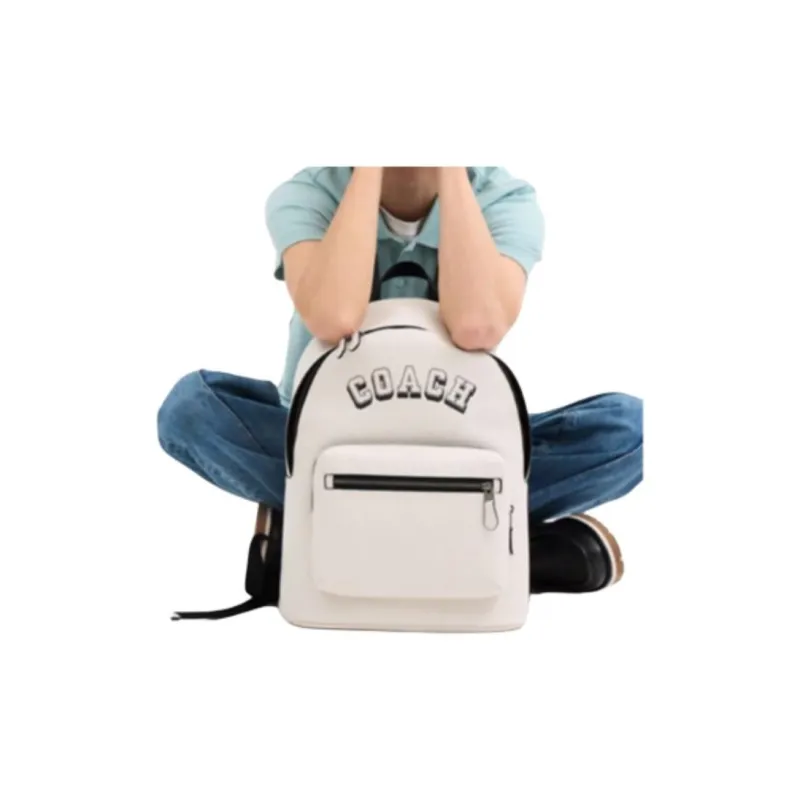 COACH Cow Leather Backpack Medium Size Men's Black White-4