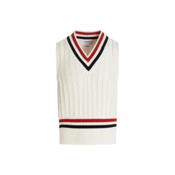 THOM BROWNE Striped trim Knitted Vest