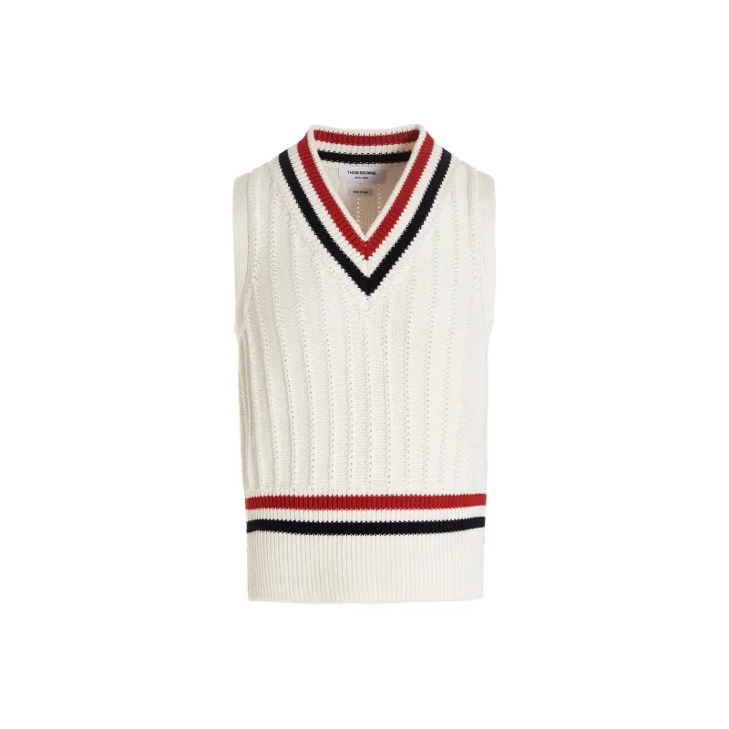 THOM BROWNE Striped trim Knitted Vest-0