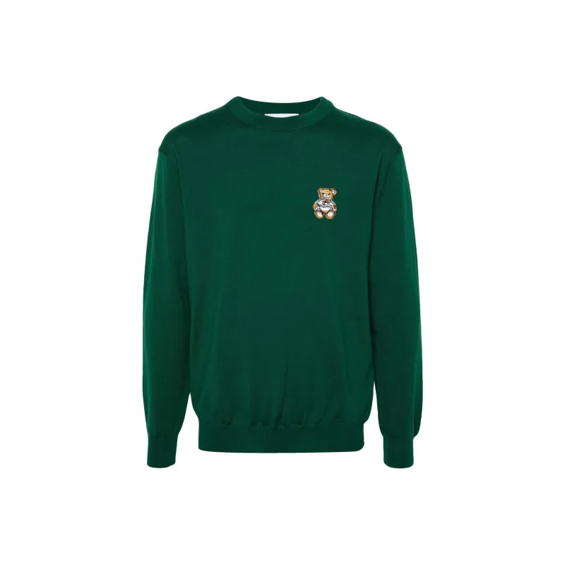 MOSCHINO Teddy Bear Patch Crewneck Knitted Jumper-0