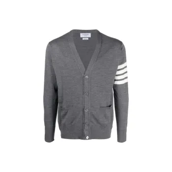 THOM BROWNE 4 Bar V Neck Knitted Cardigan
