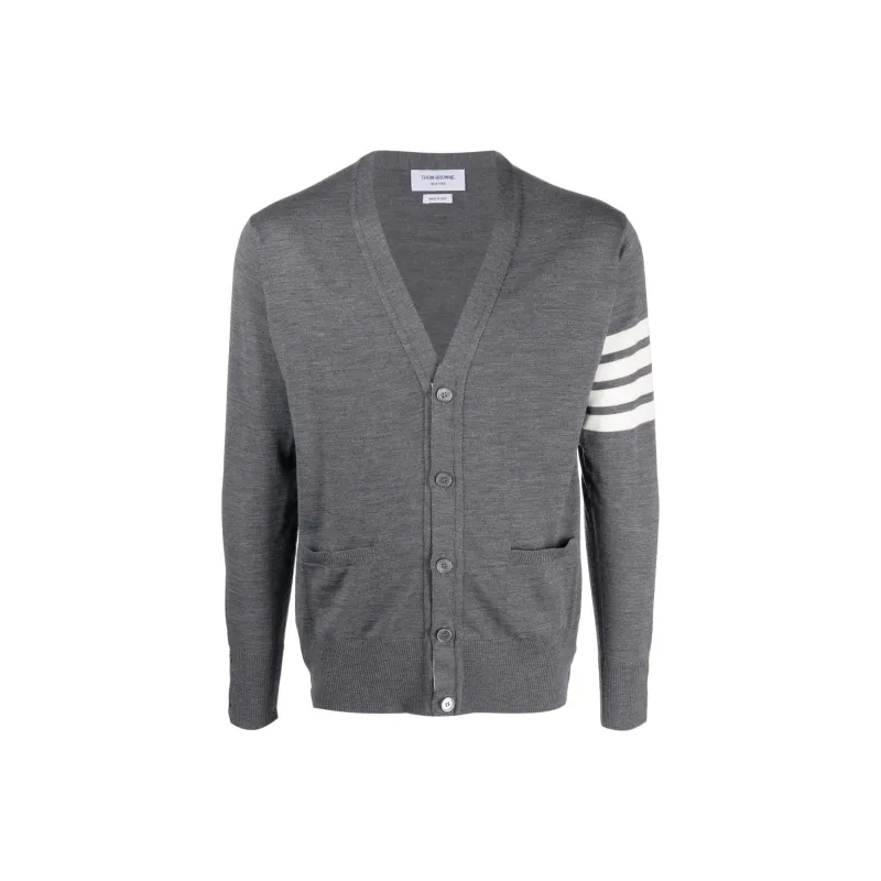 THOM BROWNE 4 Bar V Neck Knitted Cardigan-0