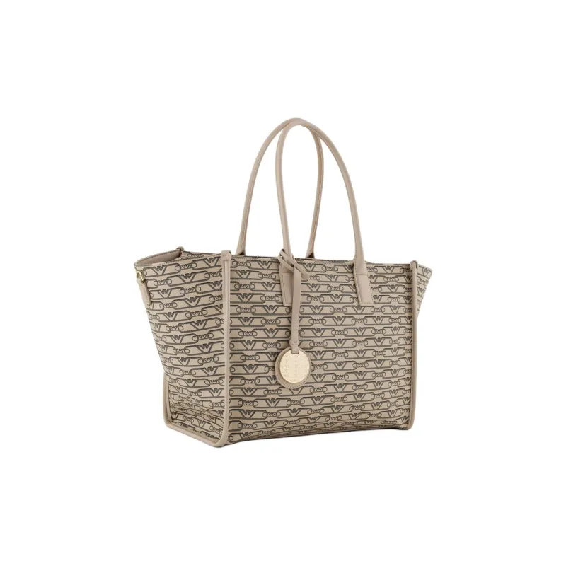 EMPORIO ARMANI Polyester Tote Bag, Shopping Bag, Shoulder Bag, Crossbody Bag, Handbag Medium Size Women's Light Umber-1