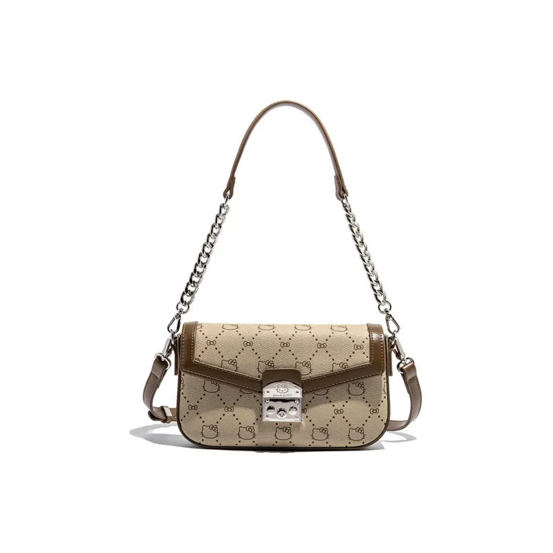 MESUCA Sanrio Hello Kitty Series PU Small Square Bag, Shoulder Bag, Crossbody Bag Women's Ecru/Khaki/Coffee-2