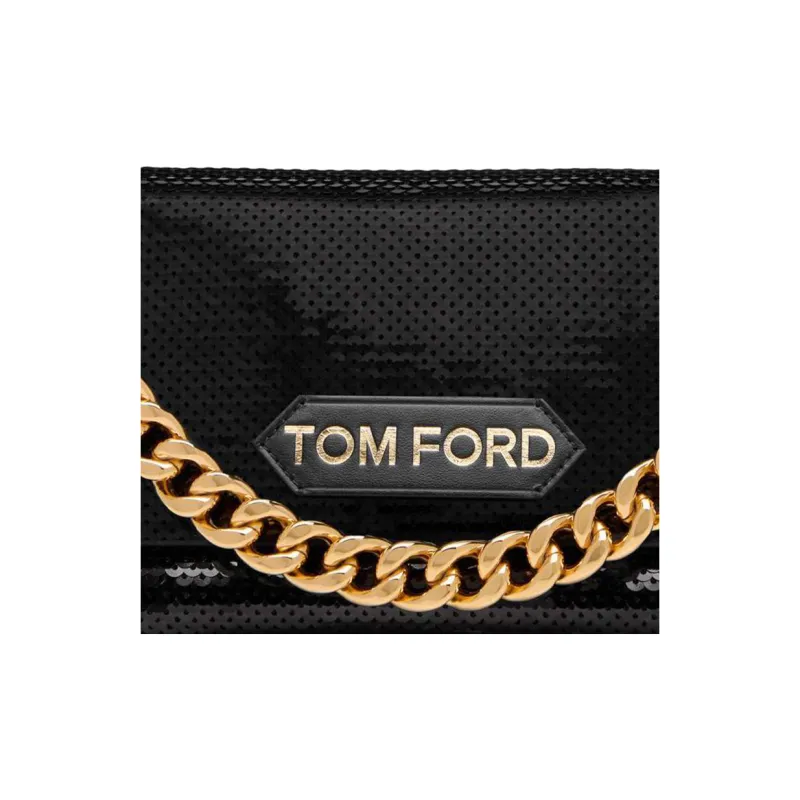 TOM FORD Cow Leather Shoulder Bag Clutch Women's Black-4