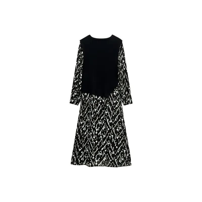 INSUN Long Sleeved Dress Women's Black-1