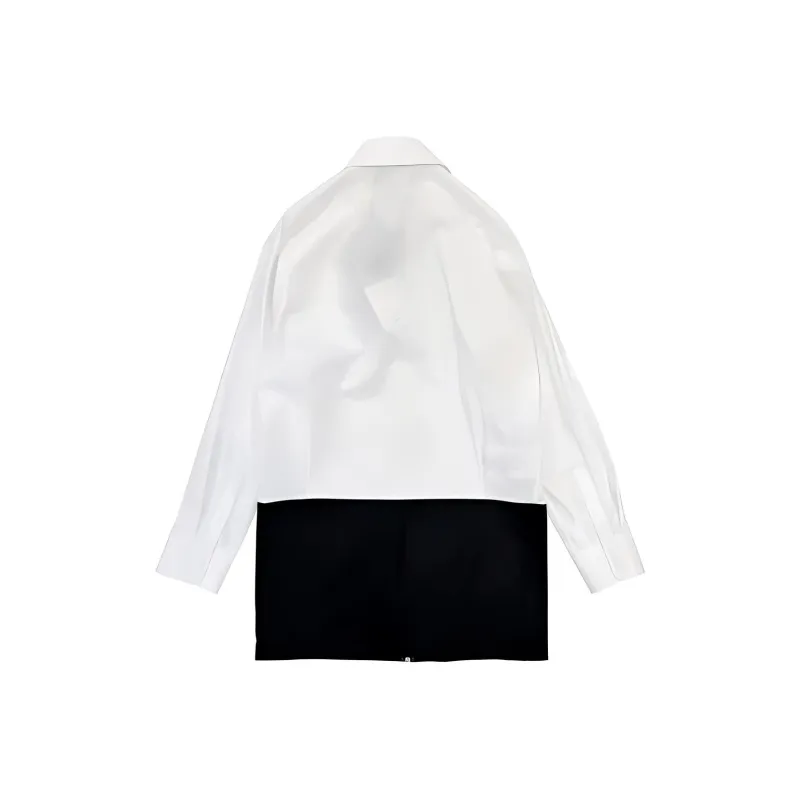 PRADA Two Toned Panelled Long Sleeved Shirt Dress-1