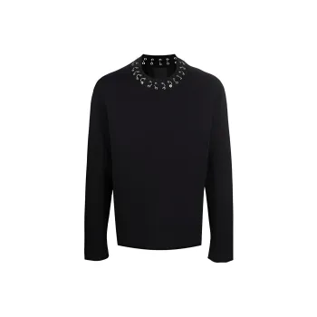 Givenchy Metallic Hoop Detail Wool Pullover Sweater