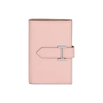 HERMES Bearn Mysore Goat Skin Wallet Mini Women's M7 Love Pink