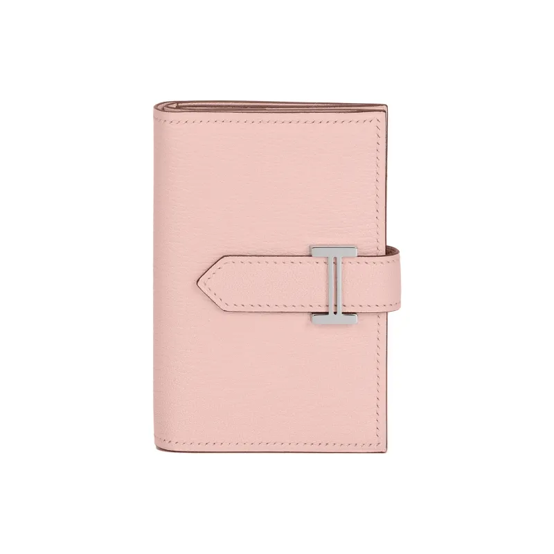 HERMES Bearn Mysore Goat Skin Wallet Mini Women's M7 Love Pink-0