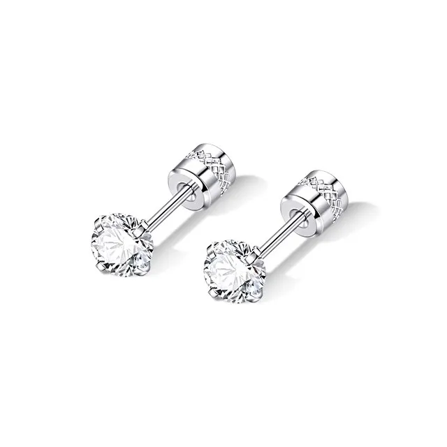 LNIEER Medical Titanium Steel Zirconia Stud Earrings Men's-24
