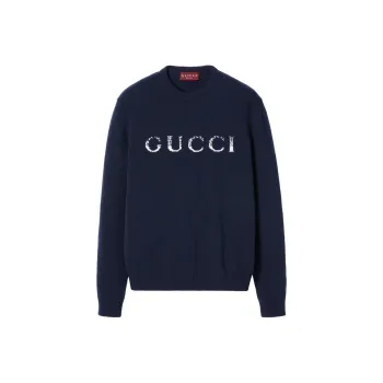 GUCCI Logo Intarsia Crewneck Knit Sweater