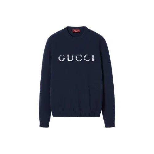 GUCCI Logo Intarsia Crewneck Knit Sweater