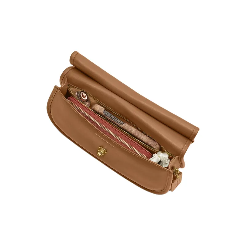COACH Cashin Leather Crescent Bag Shoulder Bag Tubas Women's Brass & Honey Brown-4
